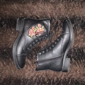Rose Black Boots